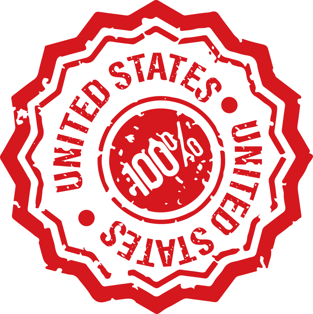 Transparent Red 100% United States Authenticity Badge Emblem Design