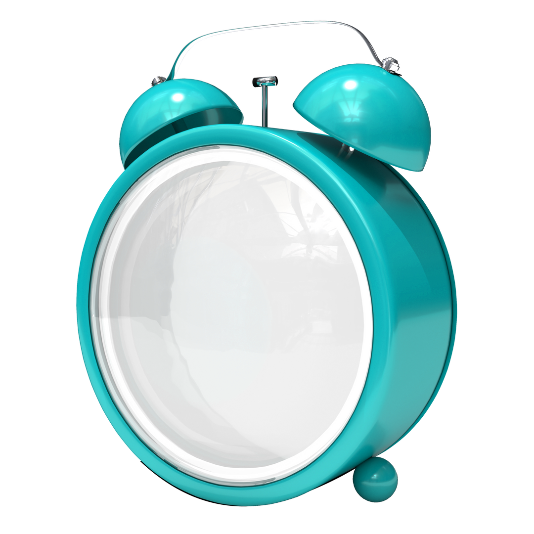 Transparent turquoise twin bell alarm clock mockup isolated - Download Free Stock Images Pikwizard.com