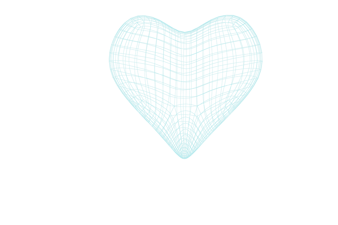 3D Blue Transparent Heart with Wireframe Effect
