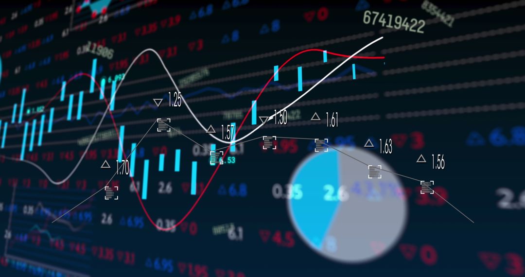 Digital Financial Data on Screen with Graphs
