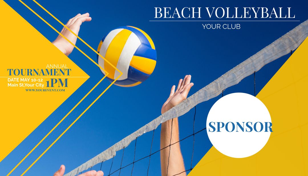 Dynamic Volleyball Action Promoting Beach Volleyball Tournament - Download Free Stock Templates Pikwizard.com