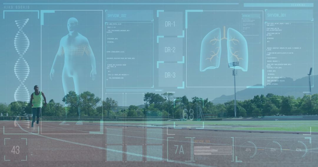 Futuristic Human Anatomy and Data Visualization on Sports Track