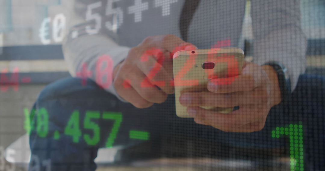 Businessman Checking Stock Market Data on Smartphone
