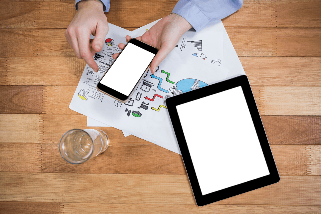 Transparent Viewing Mobile Phone at Business Desk