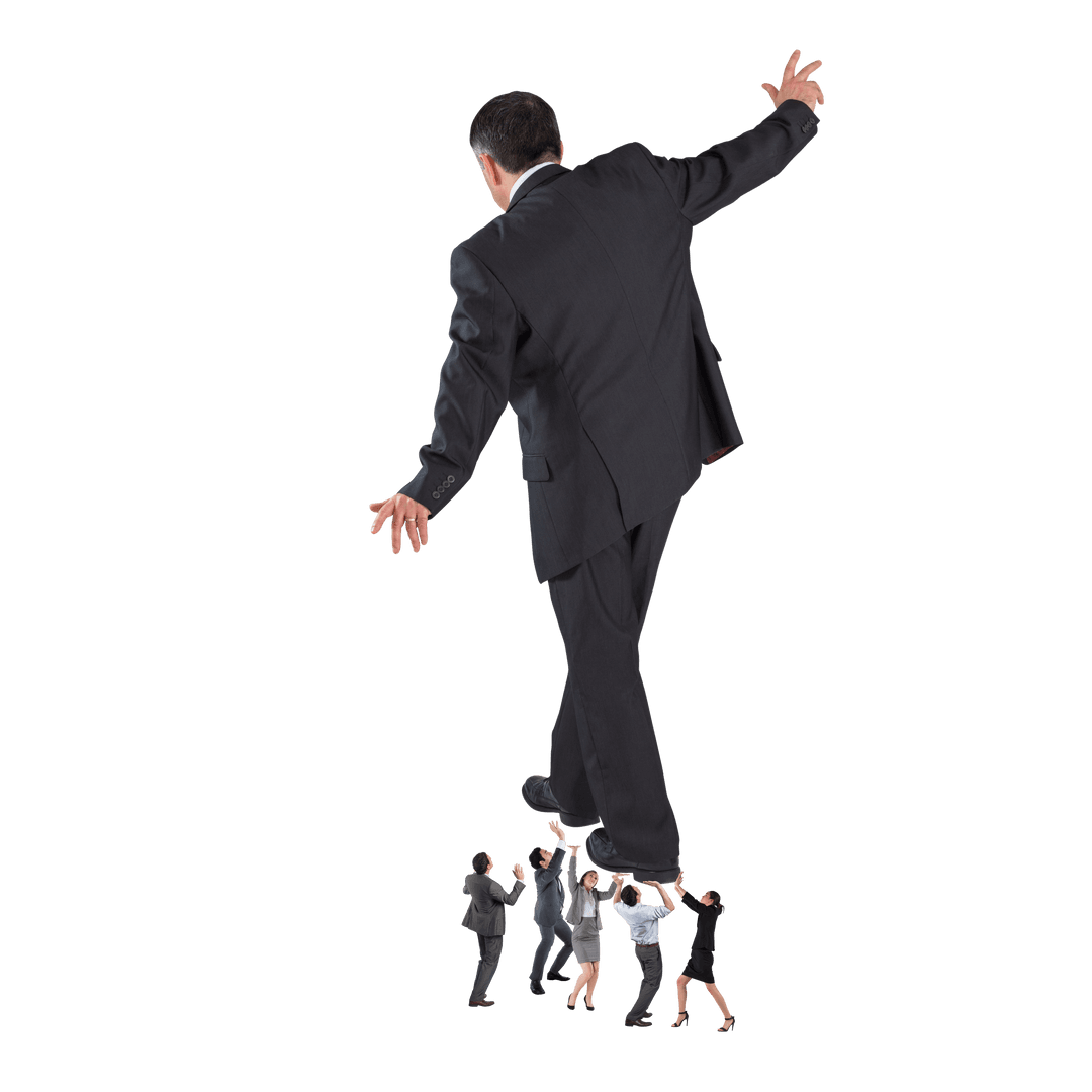 Businessman Standing High on Group Team Collaboration Transparent Concept