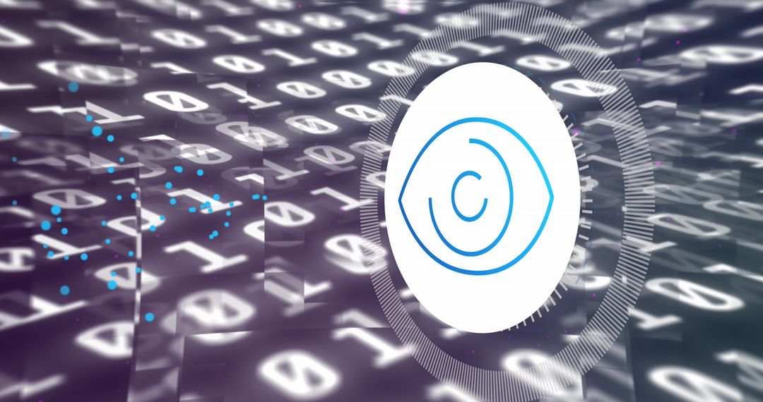 Data Processing with Digital Eye Icon over Technology Background