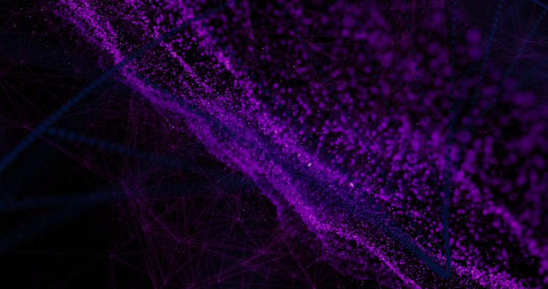 Abstract Digital Purple Particle Wave on Black Background