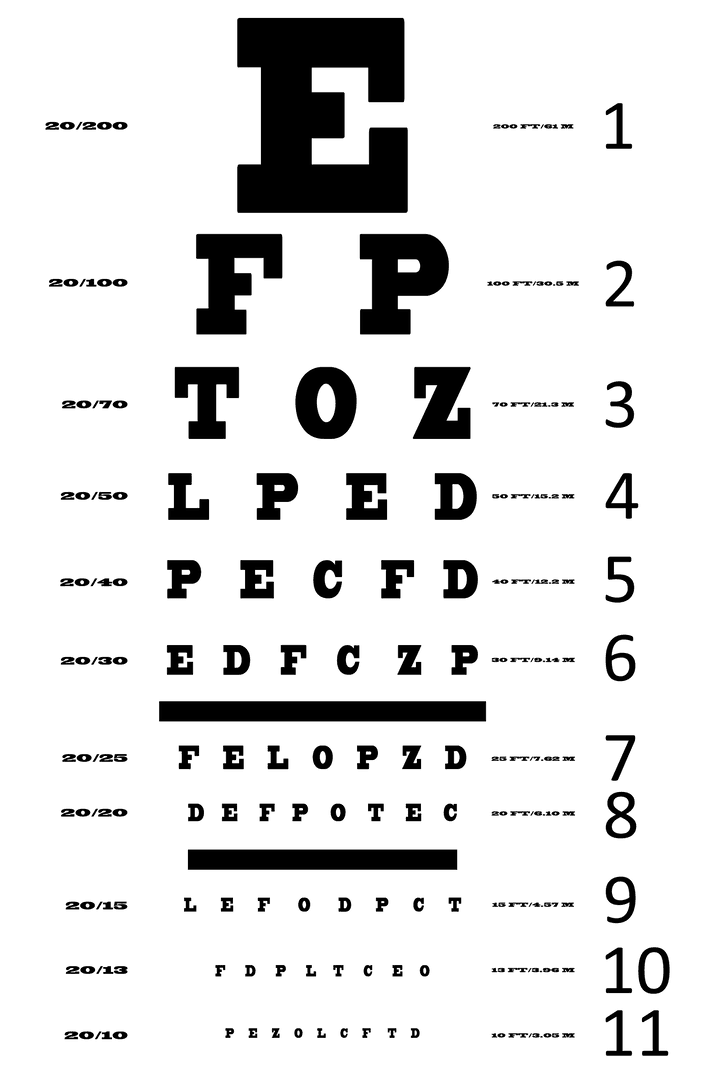 Transparent Vector Illustration of Eye Sight Test Chart Symbols
