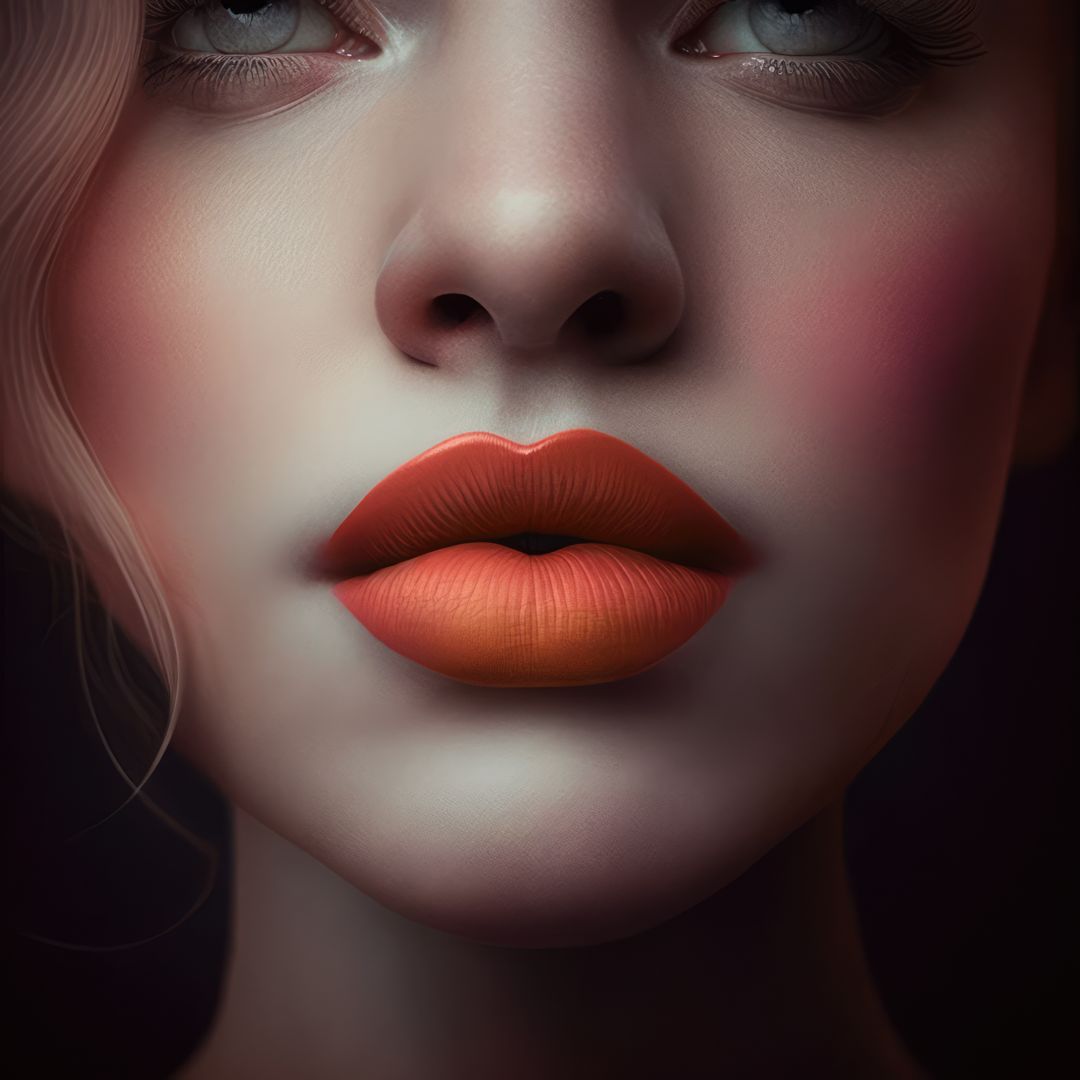 Close-up of woman's lips with vibrant orange lipstick - Free Images, Stock Photos and Pictures on Pikwizard.com