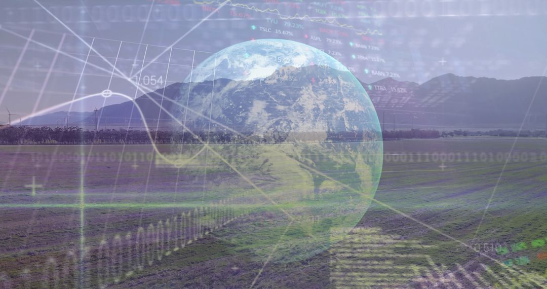 Global Sustainability Insights Over Lush Landscapes