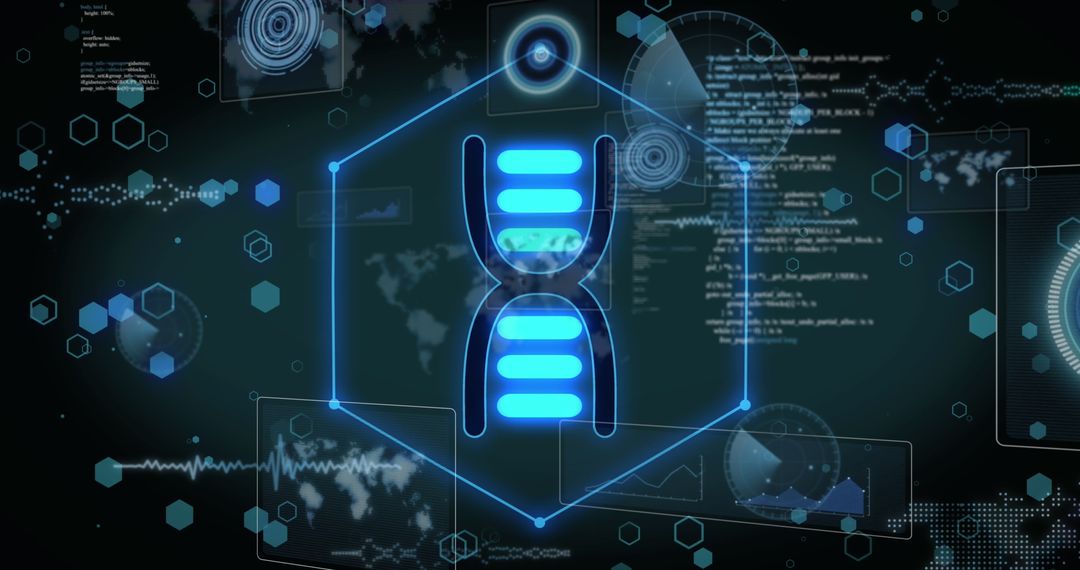 Futuristic DNA Analysis Concept on Digital Interface