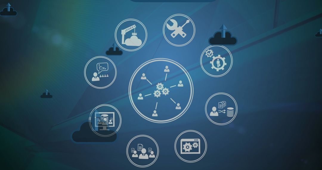 Digital Transformation and Cloud Technology Icons Illustration
