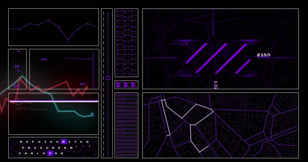 Futuristic Data Processing Interface with Graphical Elements