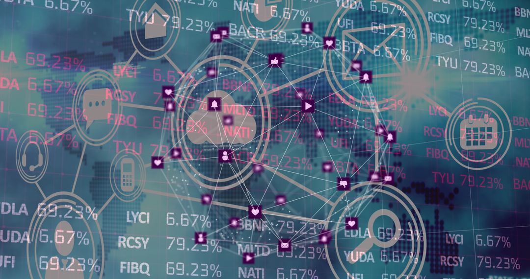 Digital Network Diagram with Stock Market Analysis