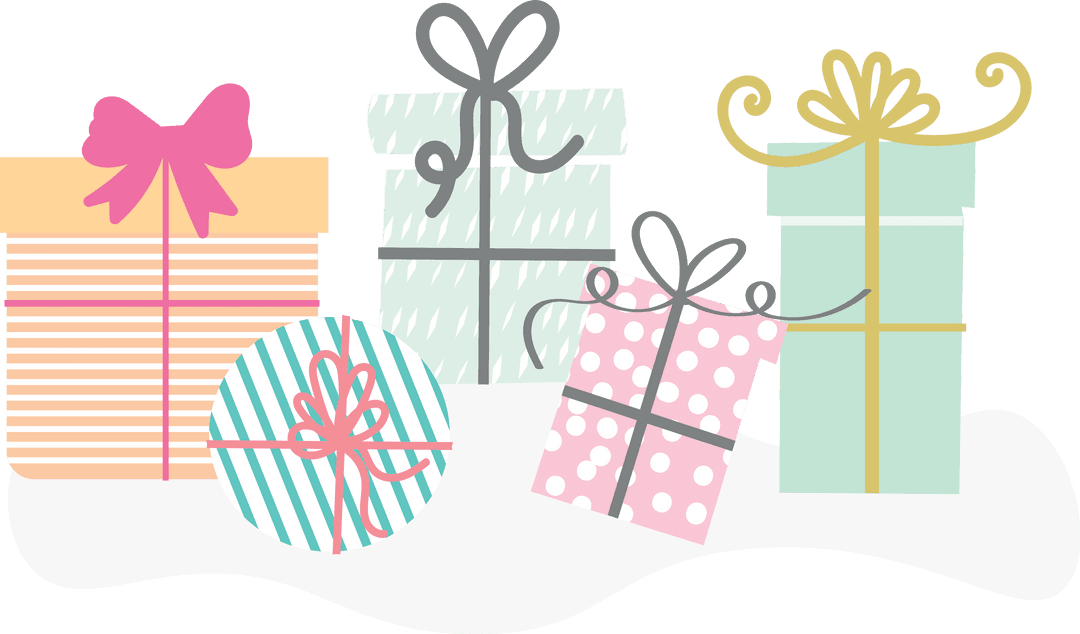 Colorful Transparent Gift Boxes Isolated Party Celebration