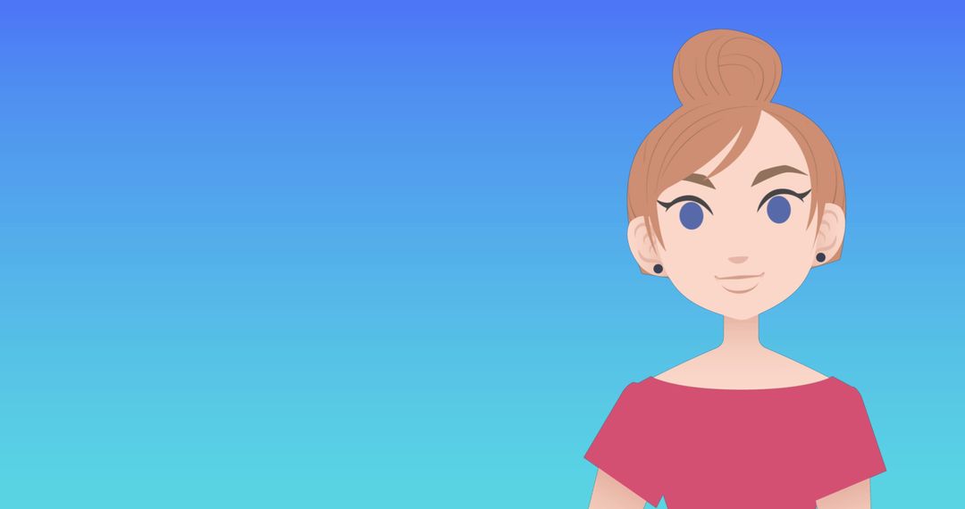 Cartoon Woman with Copy Space on Gradient Background