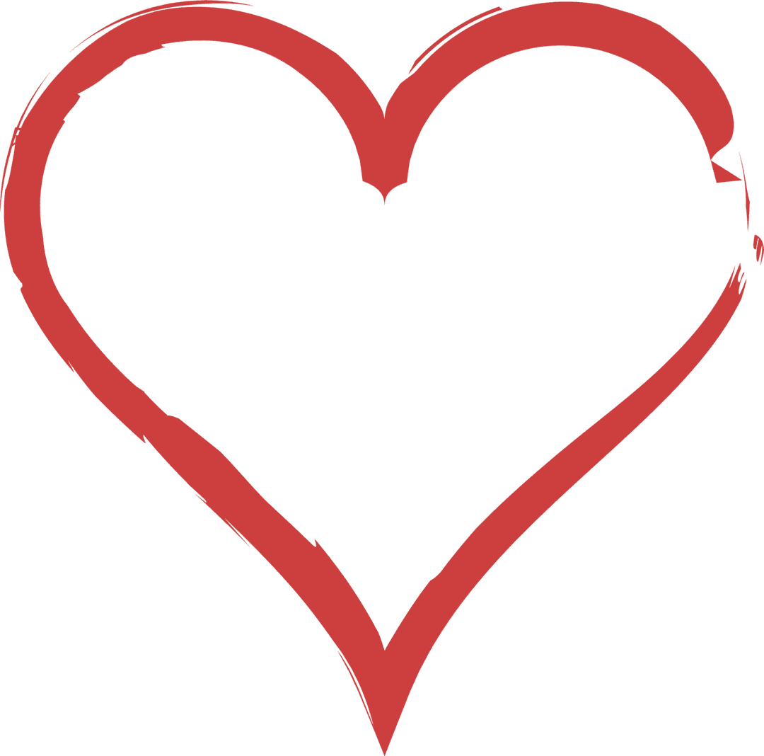 Simple Red Heart Outline Illustration on Transparent Background