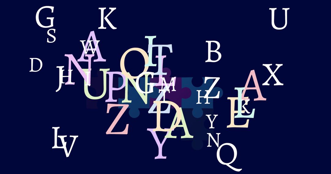 Colorful Tumbling Letters on Dark Background