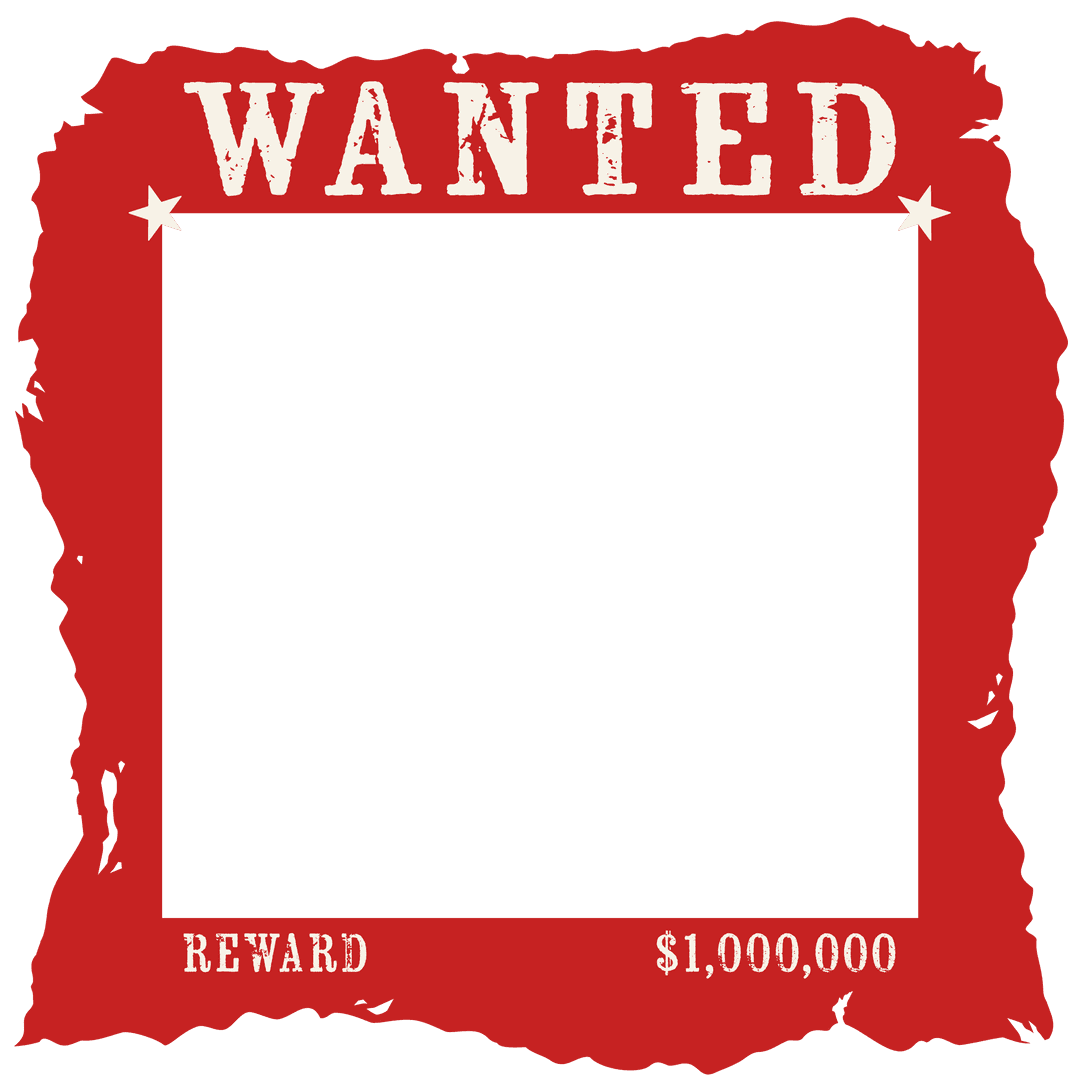 Transparent Wanted Poster Template with Rough Red Border