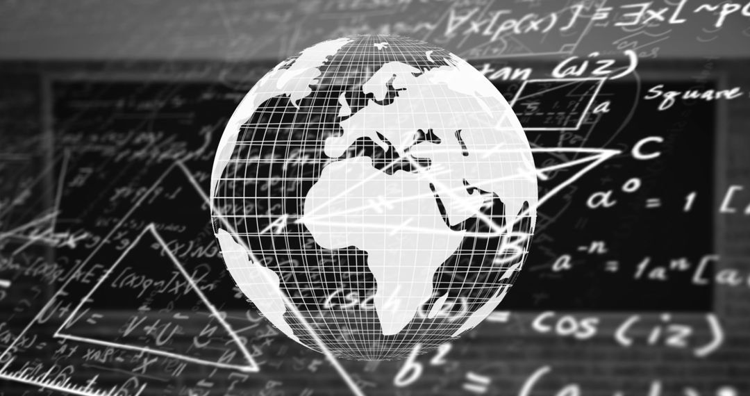 Digital Globe Overlapping Mathematical Equations Background