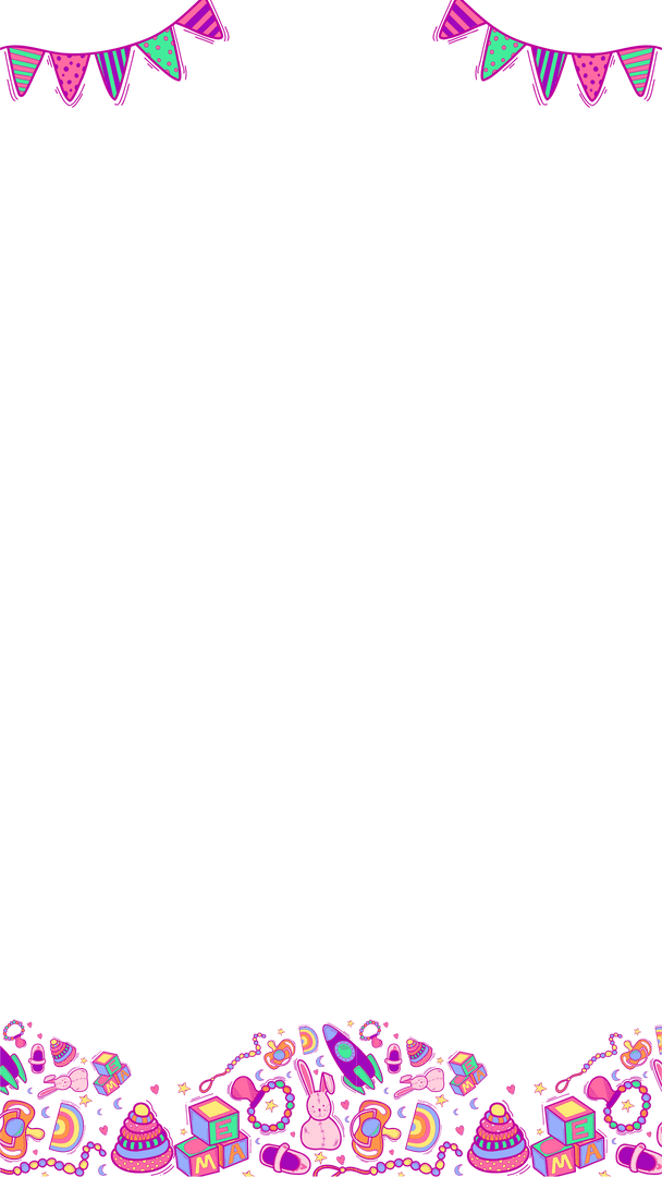 Transparent Background with Whimsical Party Border Design