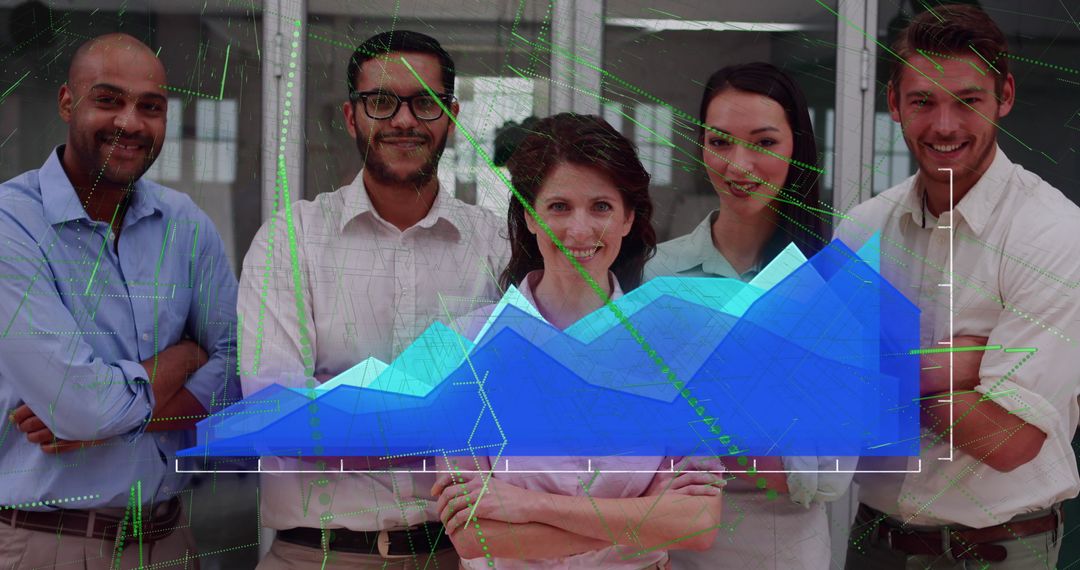 Diverse Business Team with Digital Graphs in Office Setting