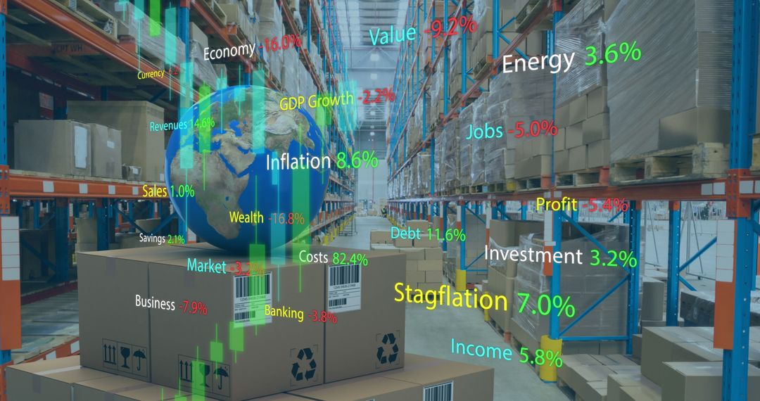 Global Economic Data Visualization in Industrial Warehouse
