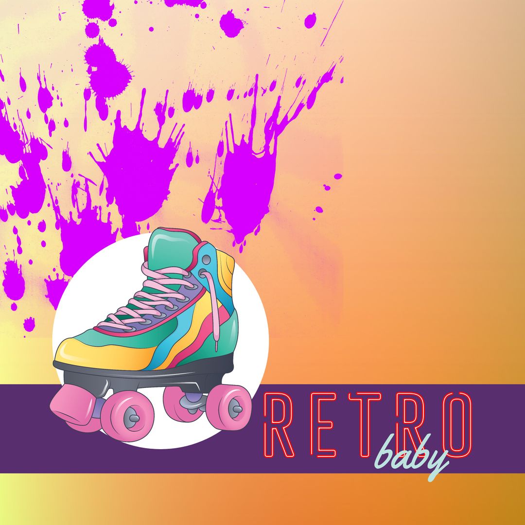 Retro Roller Skate Design with Colorful Splashes