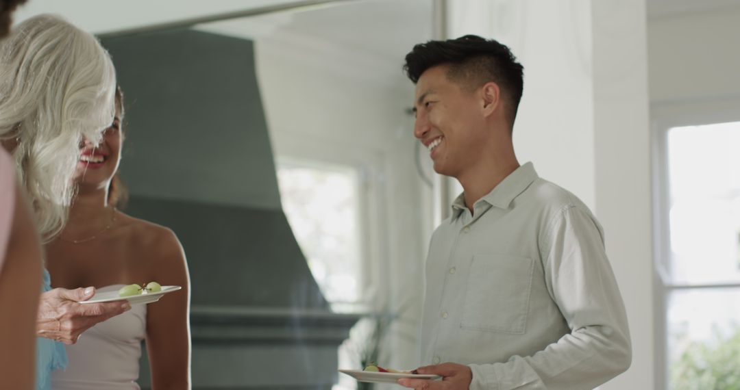 Elegant Wedding Reception with Guests Socializing Indoors