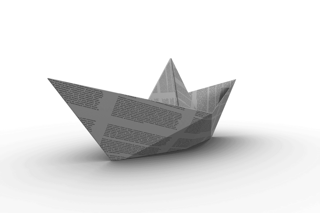 Paper Boat with Text Design on Transparent Background