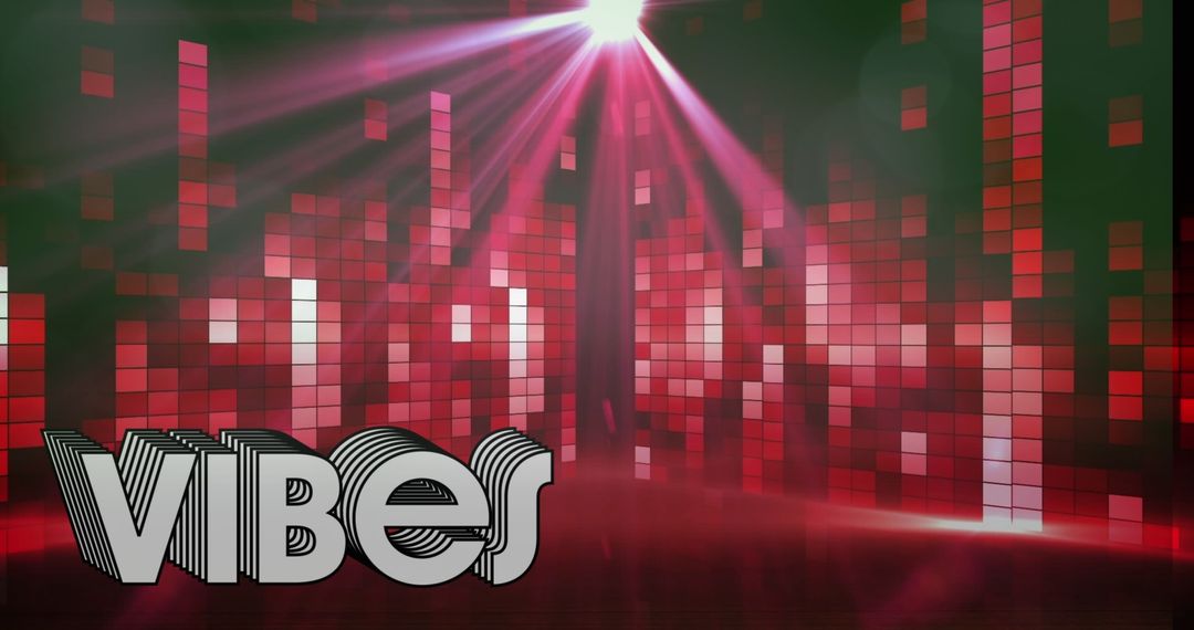 Abstract Vibes Text with Light Trails and Digital Panels