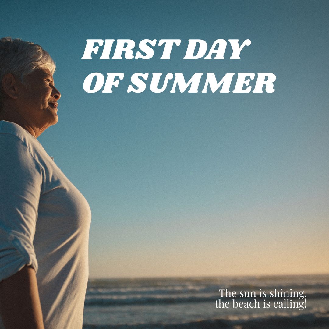 Celebrating First Day of Summer at the Beach During Sunset