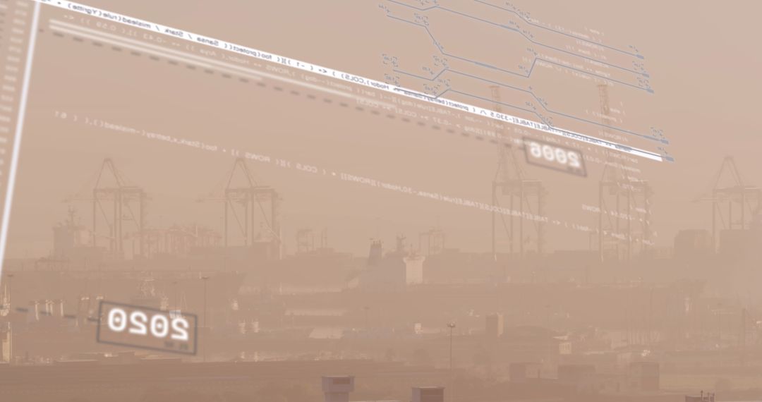 Futuristic Interface Overlays Cityscape for Business Technology