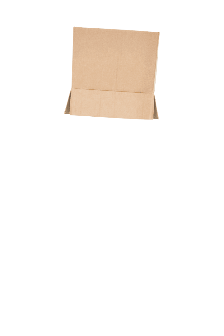 Upturned Brown Cardboard Box on Transparent Background for Packaging Concept