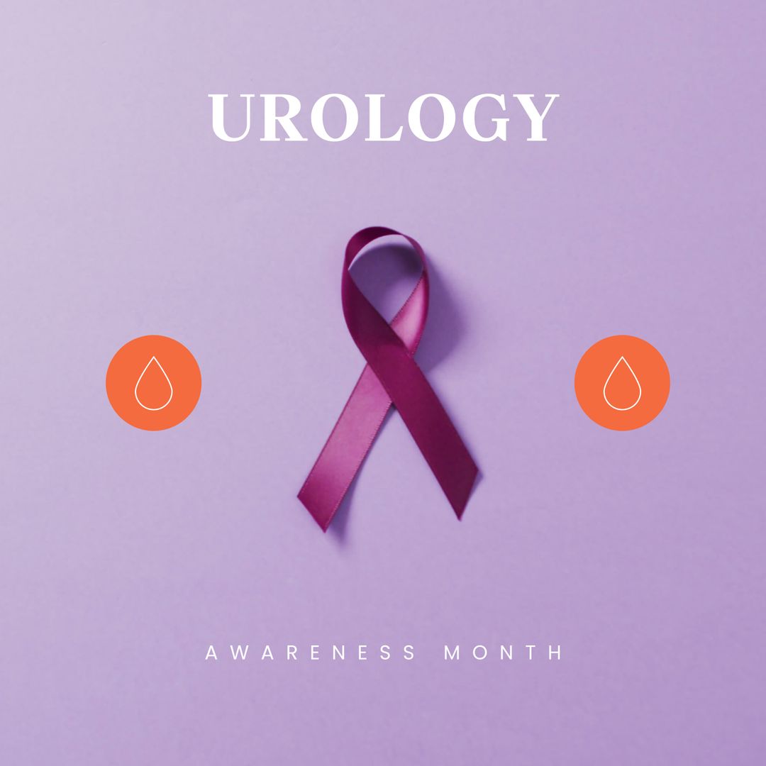Urology Awareness Concept with Purple Ribbon on Purple Background