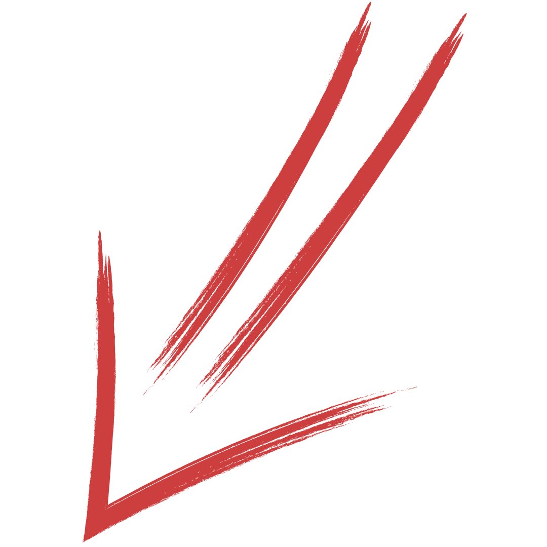 Red Painted Arrow Down on Transparent Background