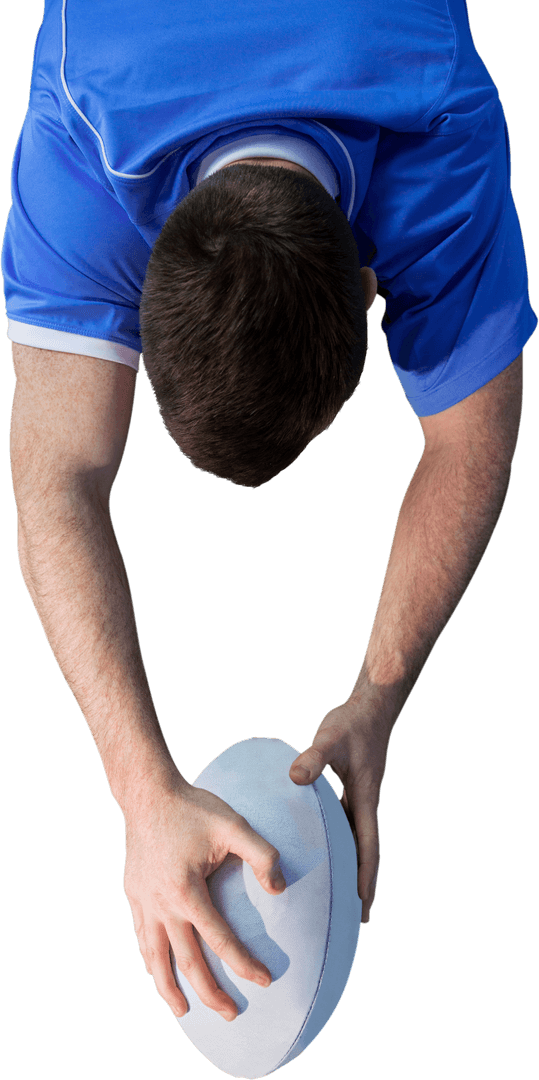 Transparent View of Rugby Player Scoring Try in Action