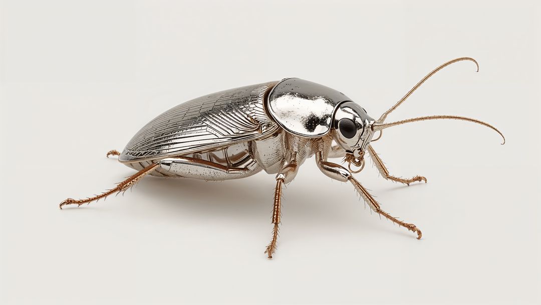Metallic Cockroach Sculpture in Minimalist Design