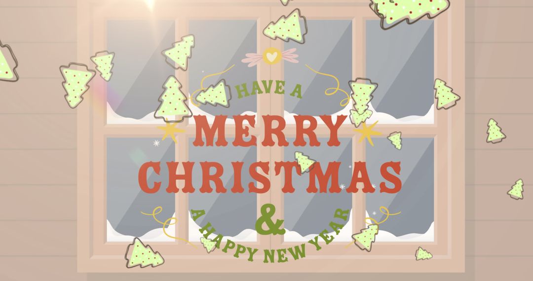 Festive Holiday Greeting with Falling Christmas Trees