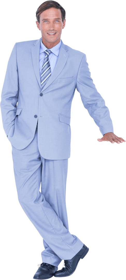 Confident Businessman in Light Suit on Transparent Background