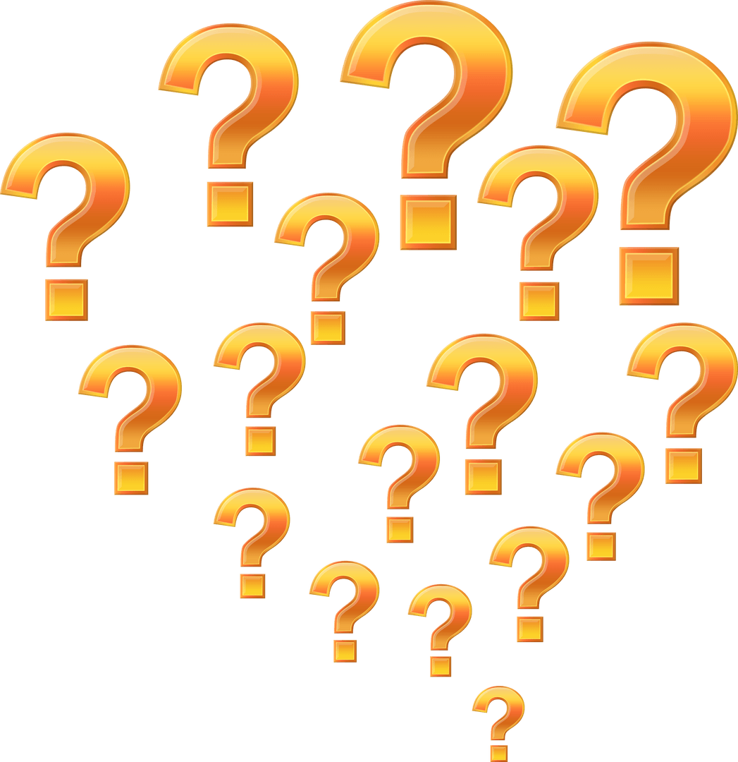 Array of Orange Question Marks on Transparent Background