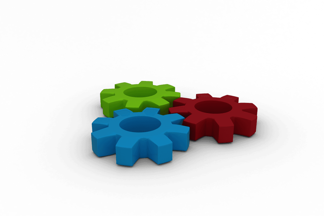 Colorful Cogs on Transparent Background for Industry Concept