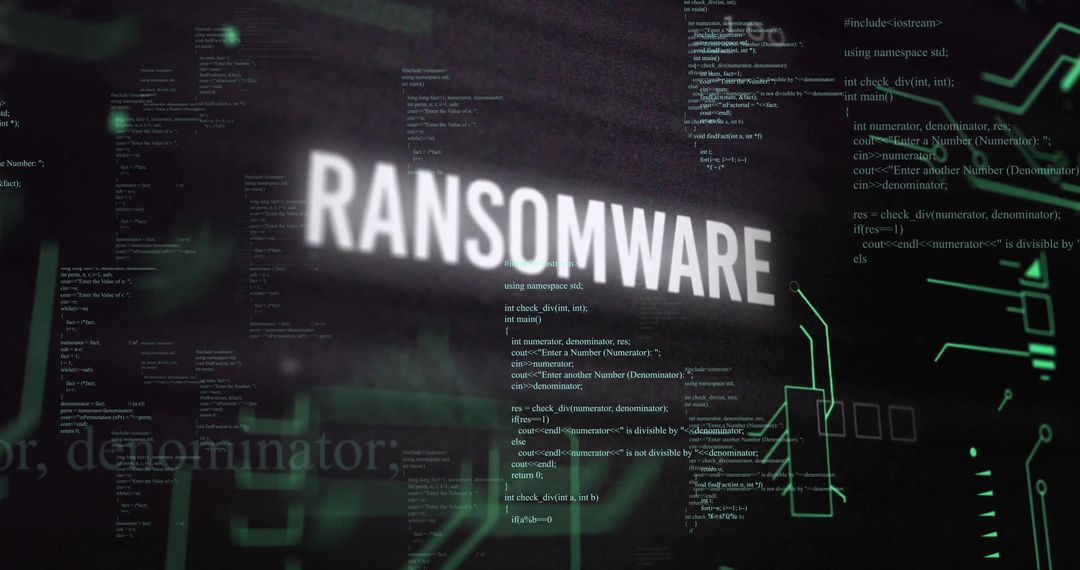 Ransomware Cybersecurity Threat with Digital Code Background