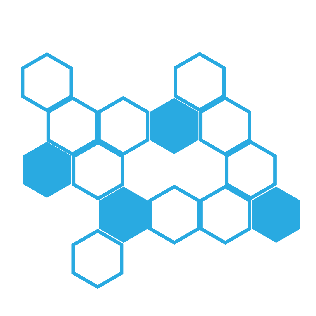 Honeycomb Style Transparent Molecular Structure with Blue Hexagons