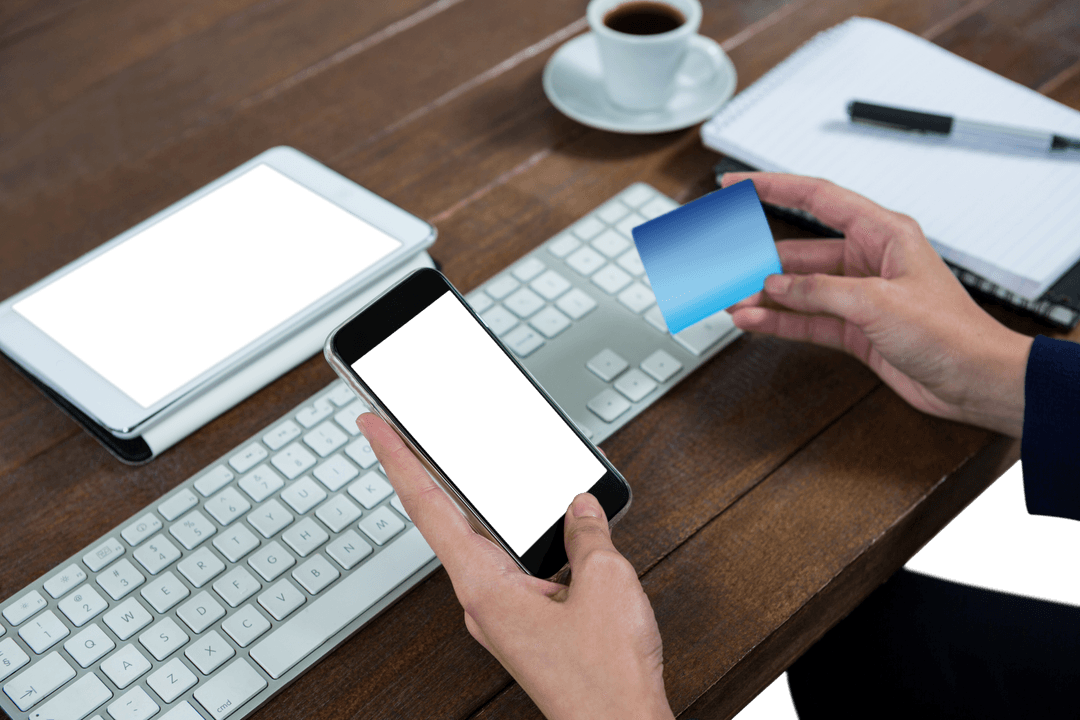 Transparent Mobile Shopping by Businesswoman at Office