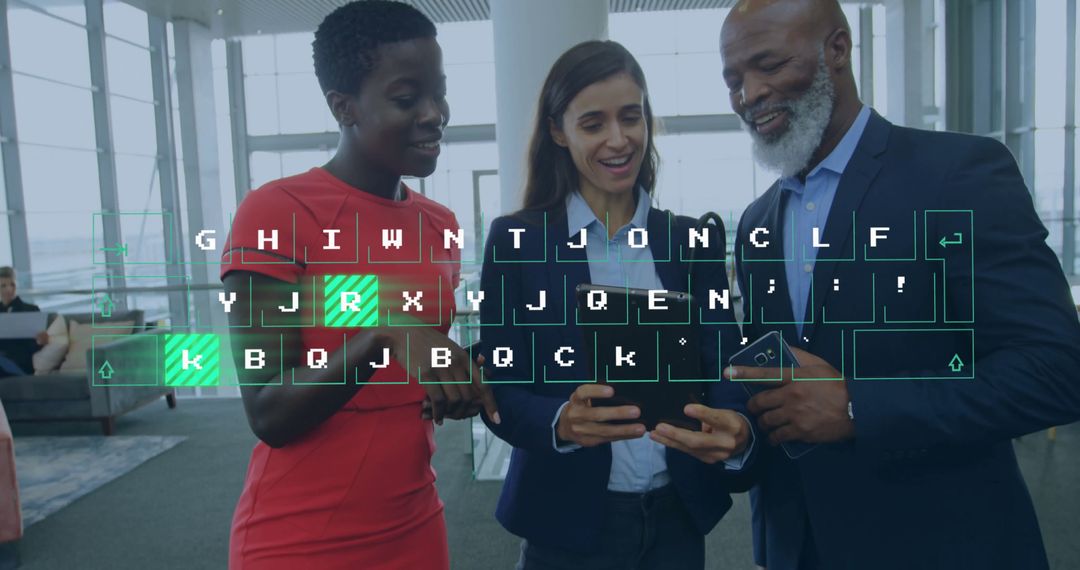 Diverse Business Team Collaborating with Holographic Technology