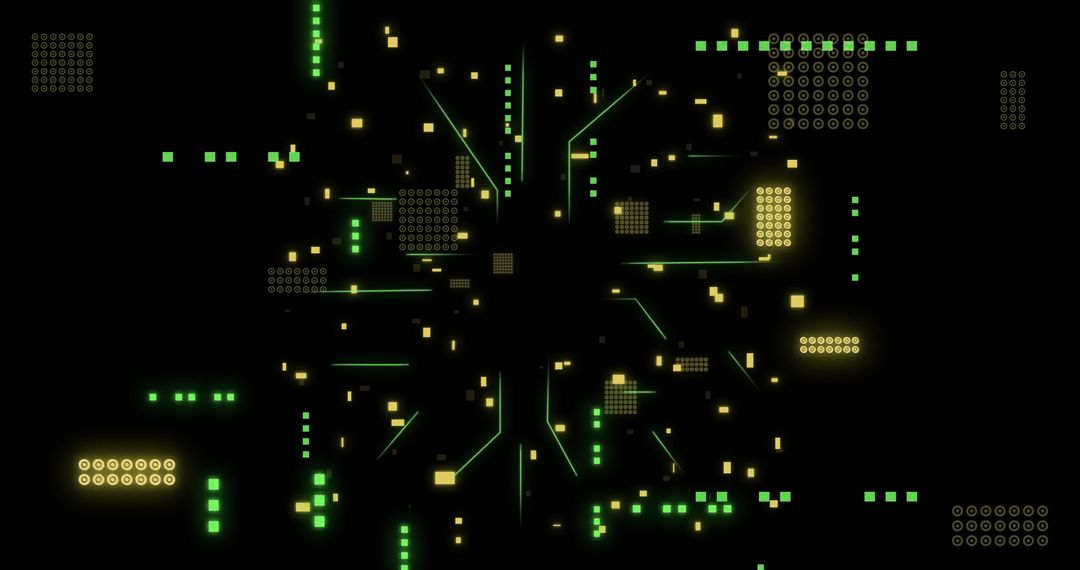 Data Processing Circuit Board with Futuristic Green Lights