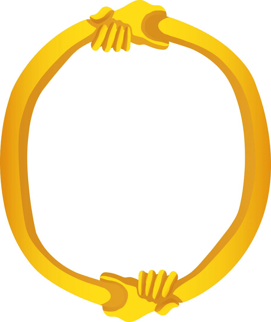 Transparent Frame Formed by Interlocking Golden Hands