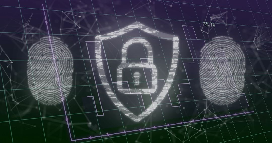 Shield with Fingerprints Symbolizing Digital Security