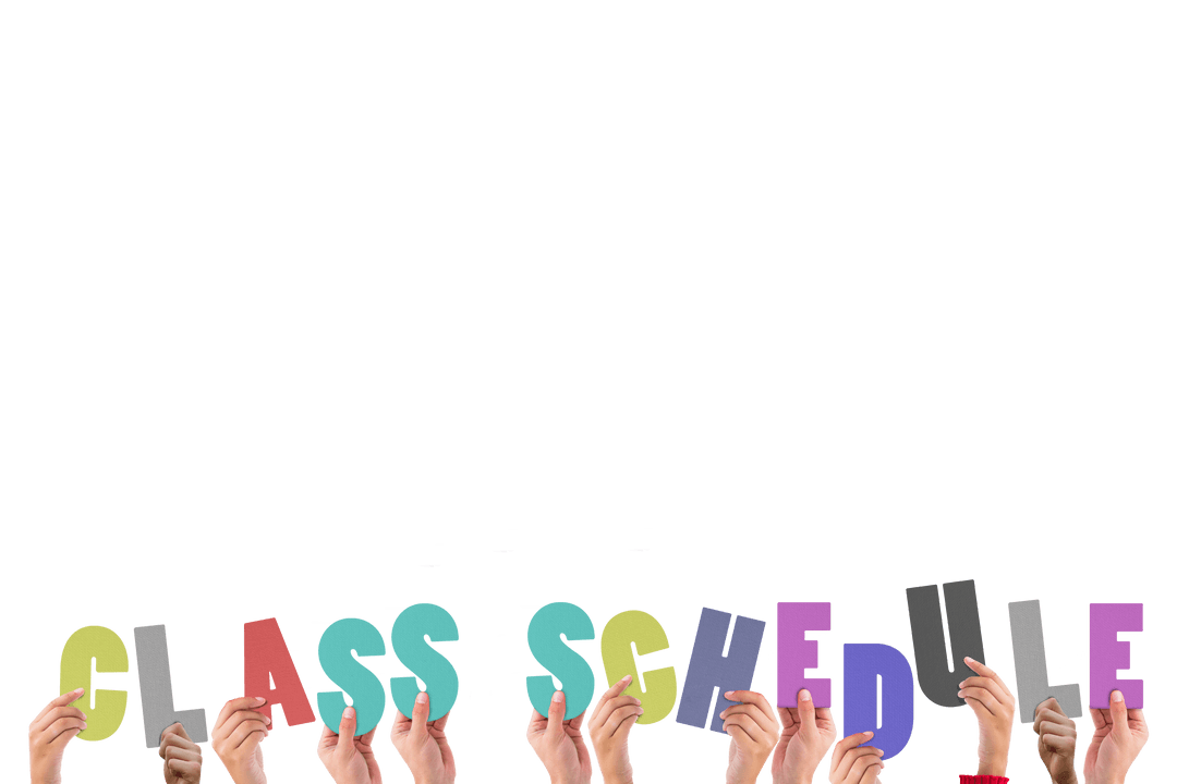 Hands Holding Class Schedule Cutout Letters with Transparent Background